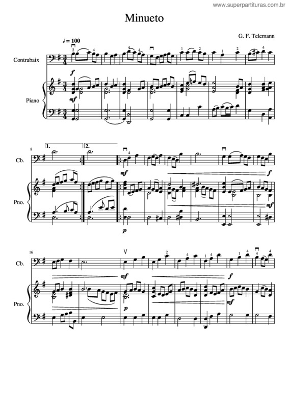 Partitura da música Minueto v.42