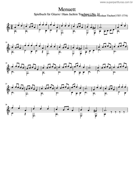 Partitura da música Minueto v.45