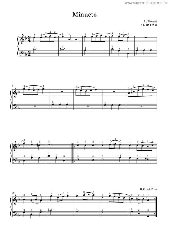 Partitura da música Minueto v.47