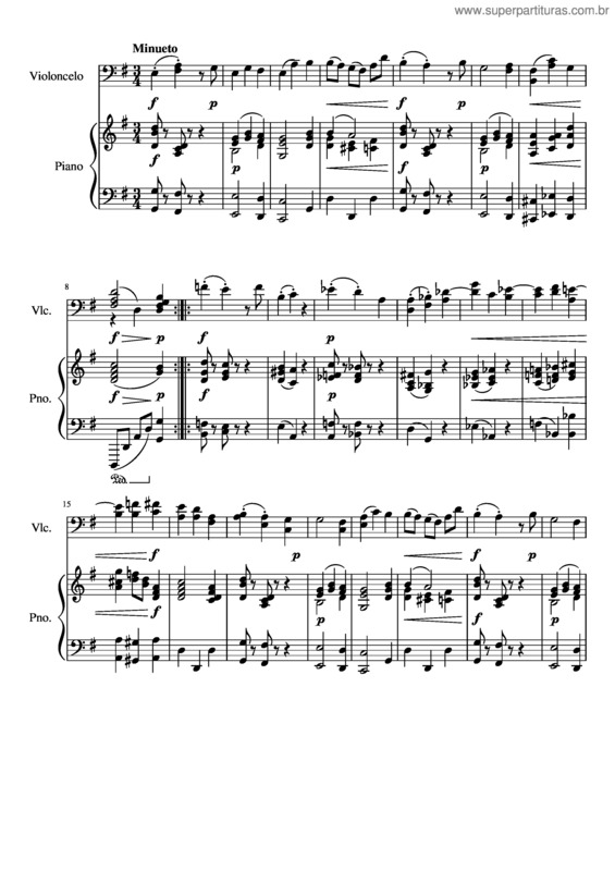 Partitura da música Minueto v.48