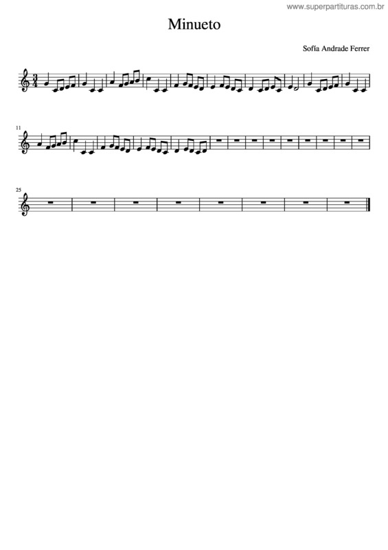 Partitura da música Minueto v.49