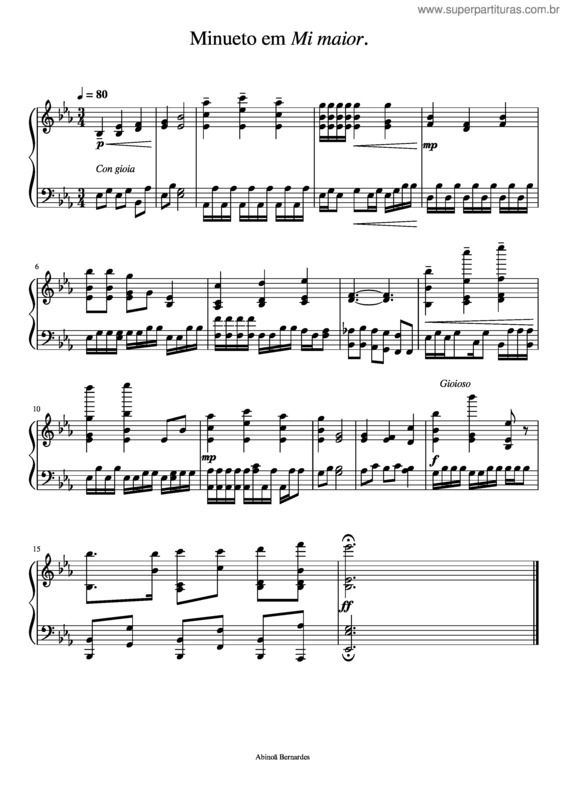 Partitura da música Minueto v.51