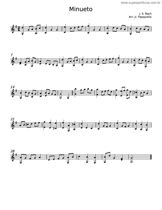 Partitura da música Minueto v.54