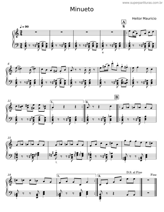 Partitura da música Minueto v.59