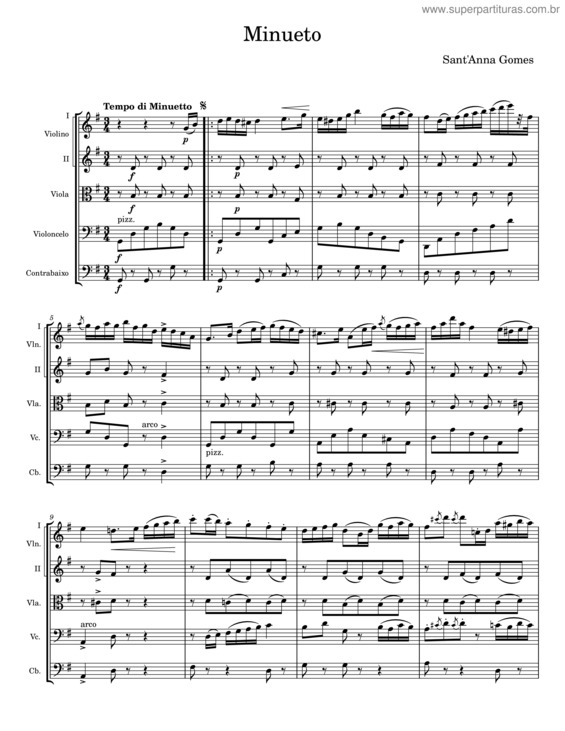 Partitura da música Minueto v.63