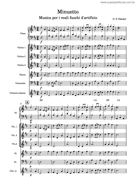 Partitura da música Minuetto Da Musica Per I Reali Fuochi D`Artificio