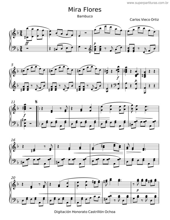 Partitura da música Mira Flores