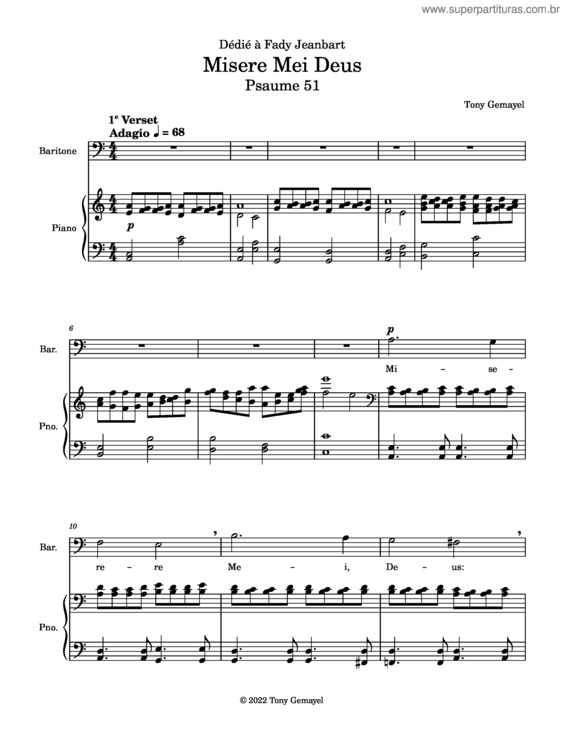 Partitura da música Misere Mei Deus