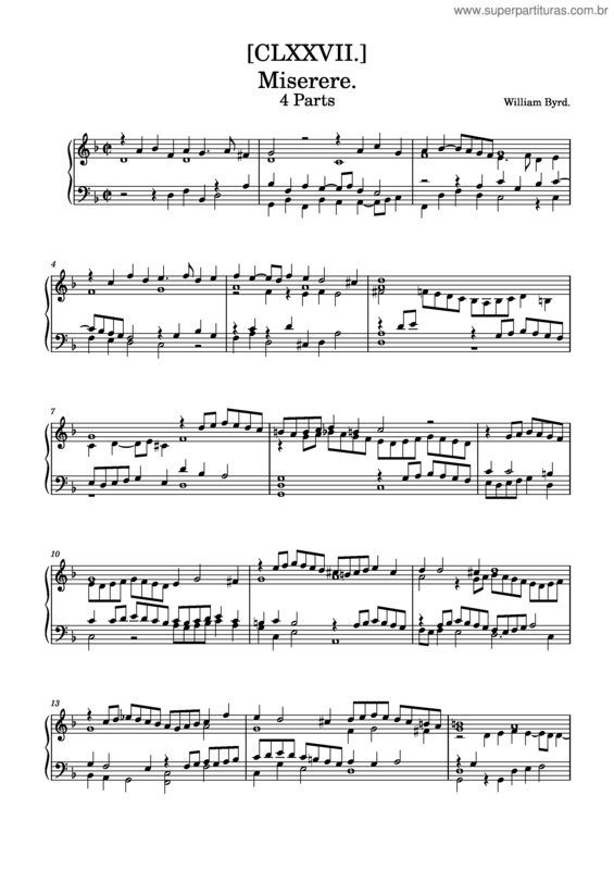 Partitura da música Miserere.