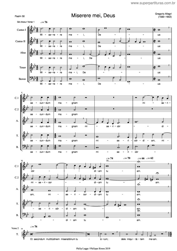 Partitura da música Miserere Mei, Deus v.14