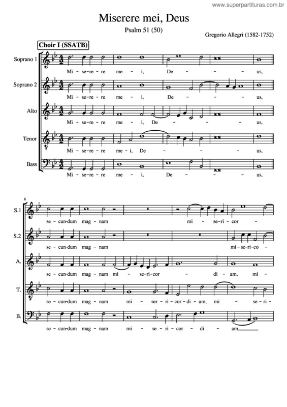 Partitura da música Miserere Mei, Deus v.3