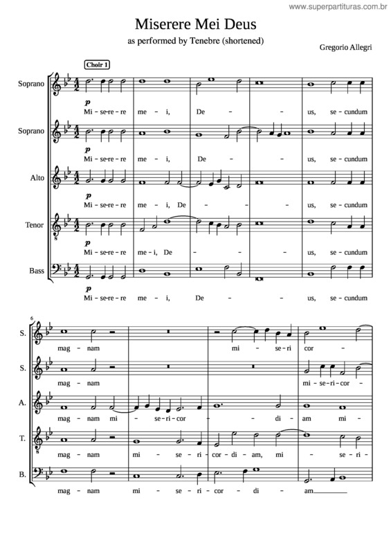 Partitura da música Miserere Mei, Deus v.4