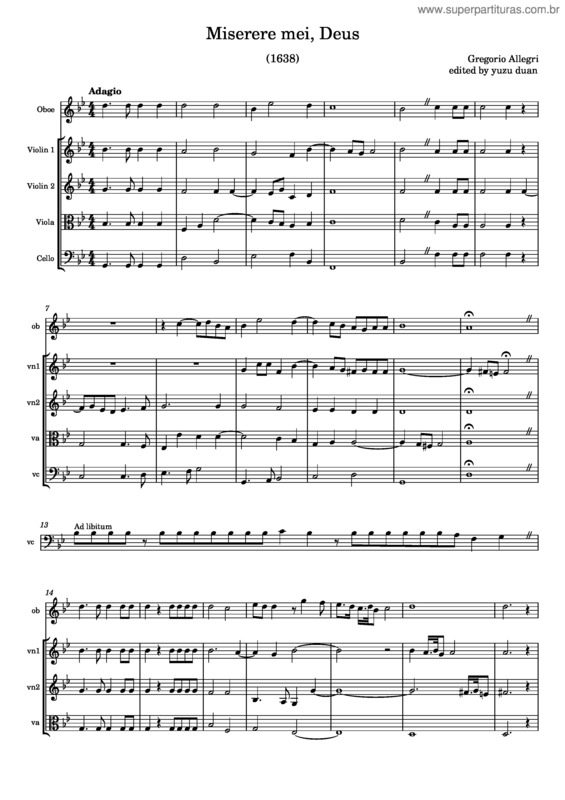 Partitura da música Miserere Mei, Deus v.8