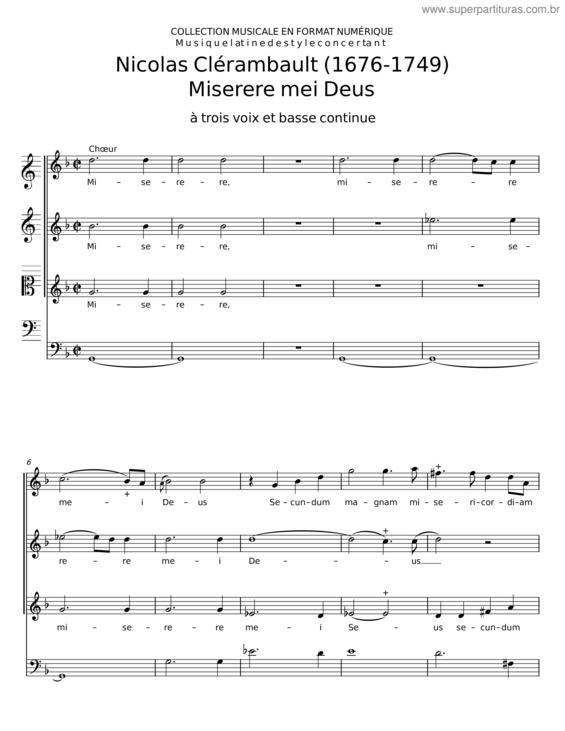 Partitura da música Miserere Mei Deus, C.116