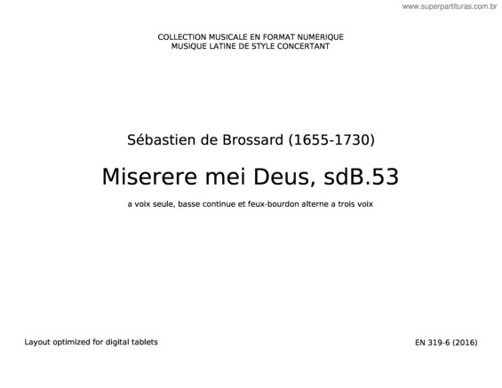 Partitura da música Miserere Mei Deus, Sdb.53