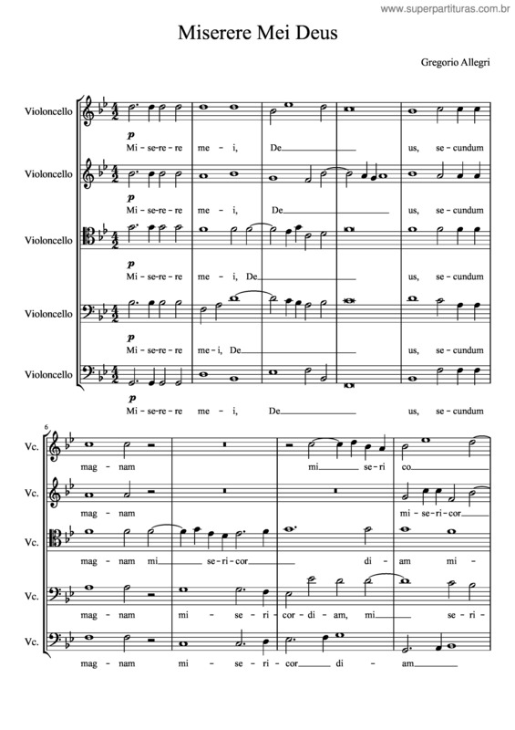 Partitura da música Miserere Mei Deus v.11