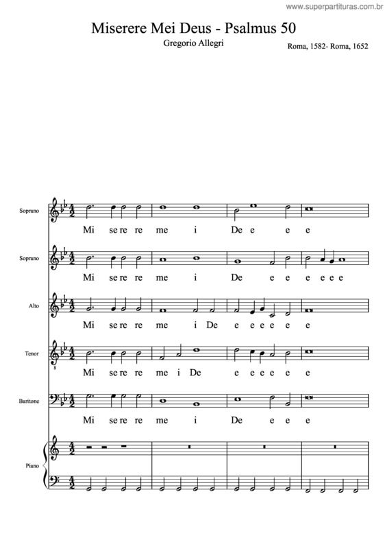 Partitura da música Miserere Mei Deus v.5