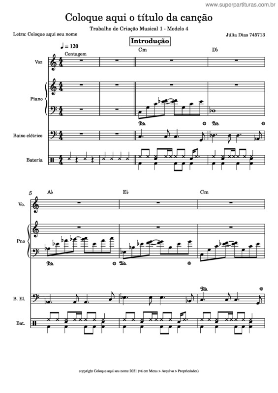 Partitura da música Modelo4_Atividade2