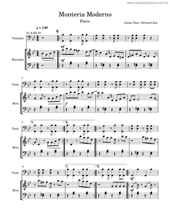 Partitura da música Monteria Moderno