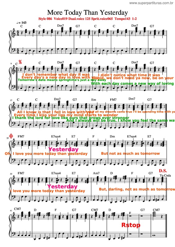 Partitura da música More Today Than Yesterday v.3