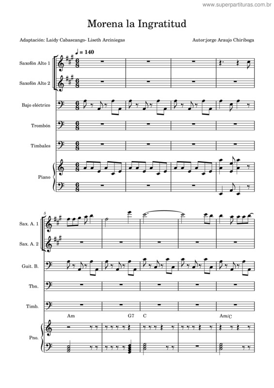 Partitura da música Morena La Ingratitud