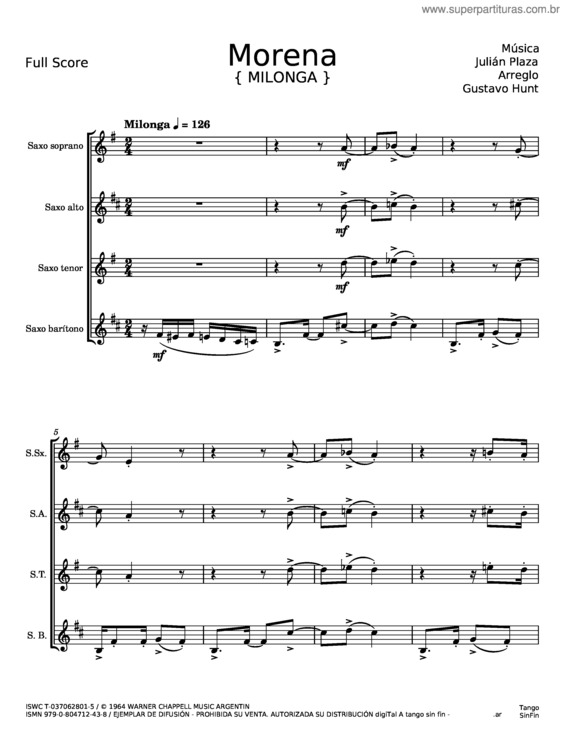 Partitura da música Morena v.17