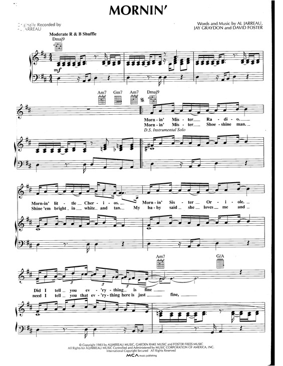 Partitura da música Mornin´