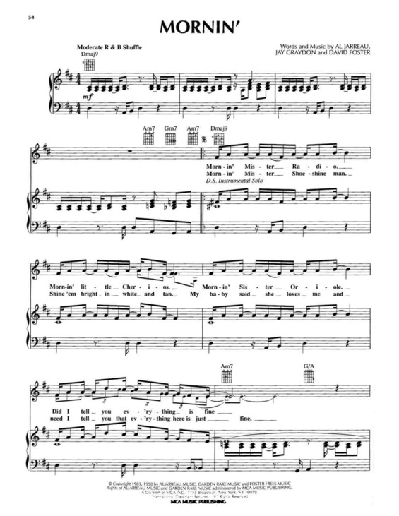 Partitura da música Mornin