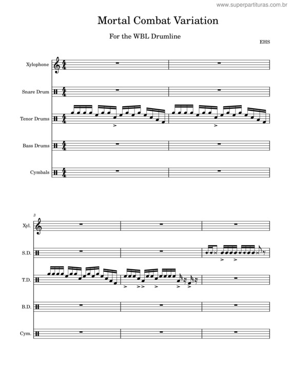 Partitura da música Mortal Combat Variation – Ehs