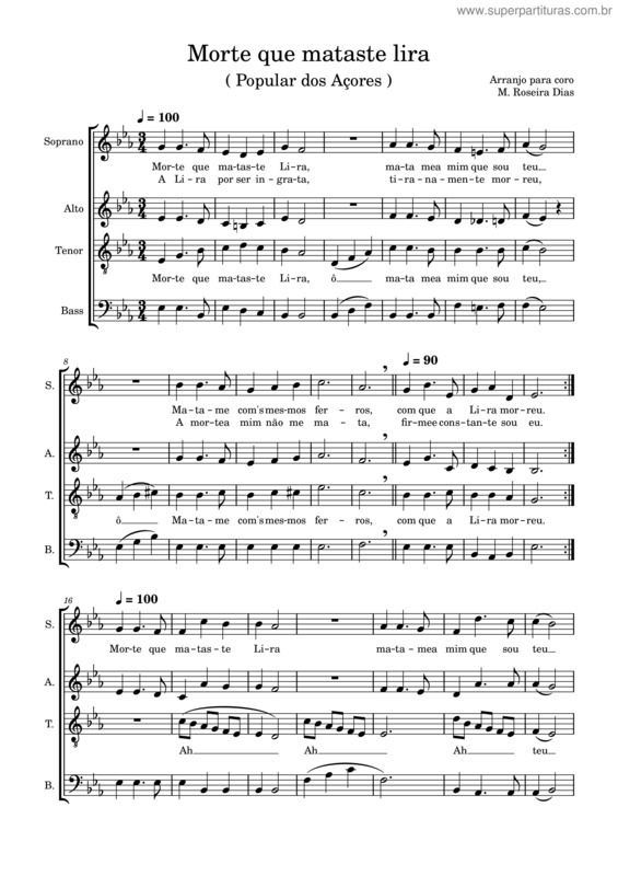 Partitura da música Morte Que Mataste Lira v.2