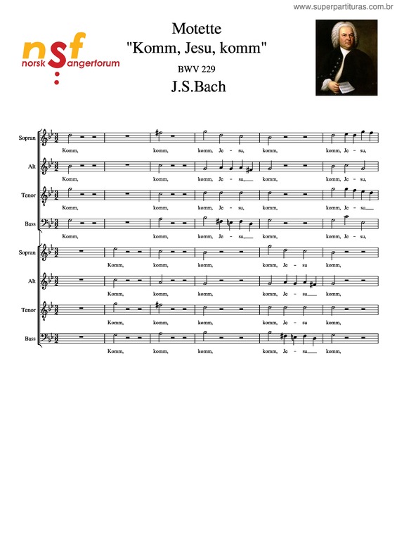 Partitura da música Motette Komm, Jesu, Komm Bwv 229 J.S.Bach