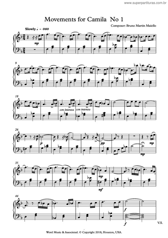 Partitura da música Movements for Camila number 1