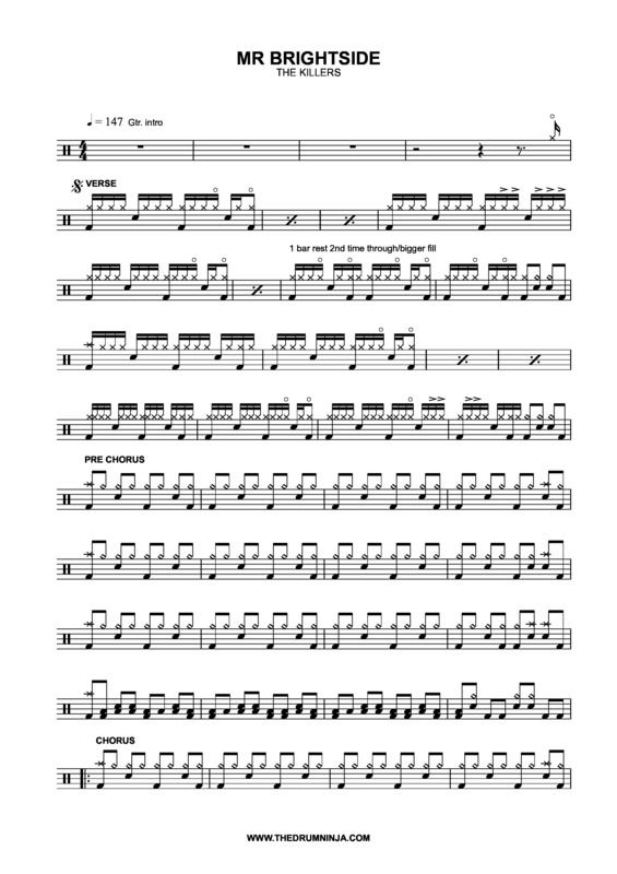 Partitura da música Mr. Brightside