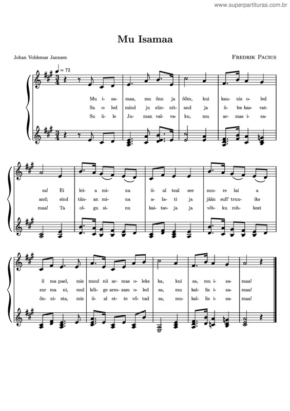 Partitura da música Mu isamaa