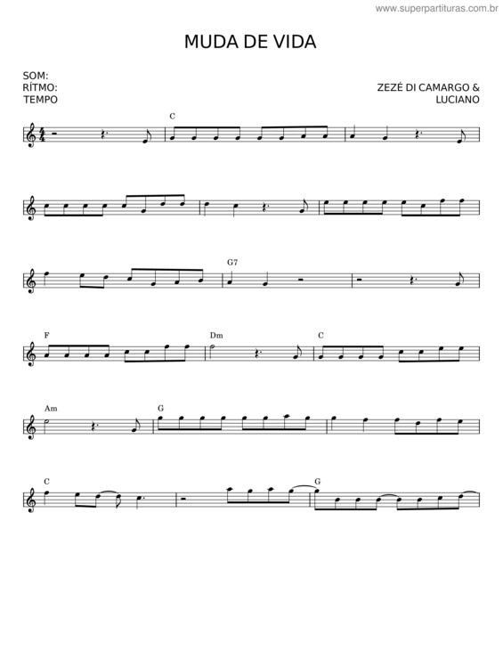 Partitura da música Muda De Vida v.4