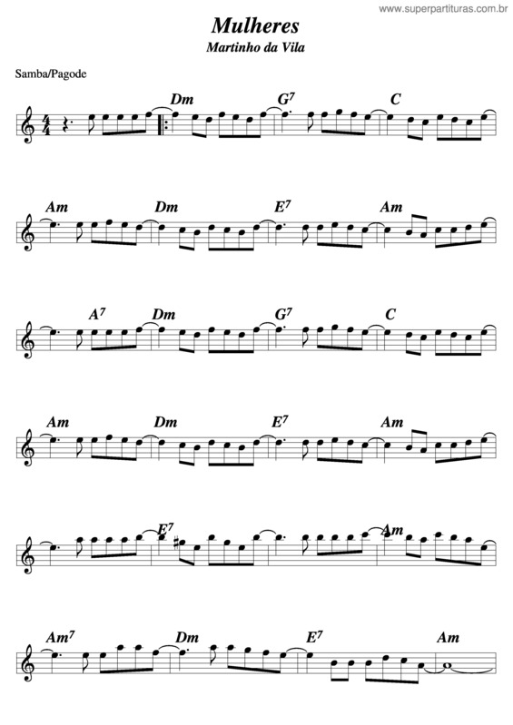 Partitura da música Mulheres v.3