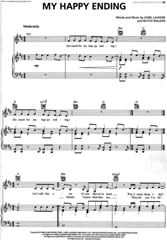 Partitura da música My Happy Ending v.5