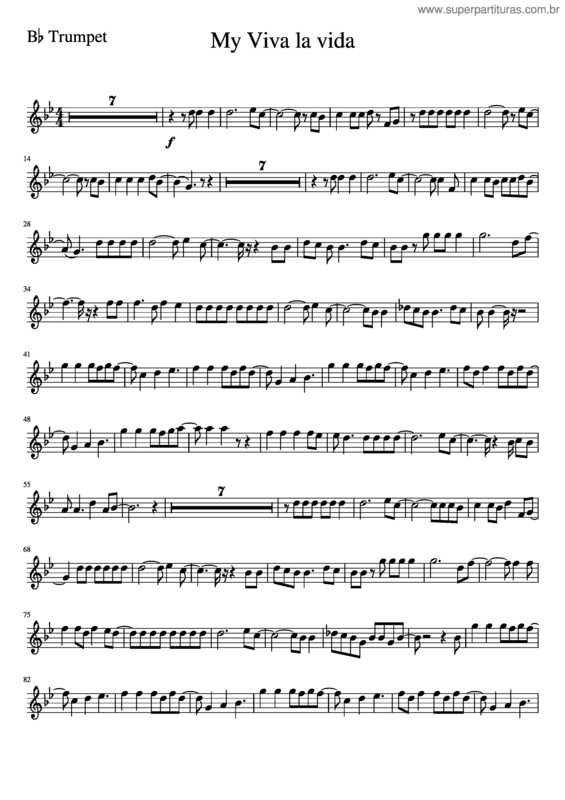 Partitura da música My Viva La Vida B Trumpet