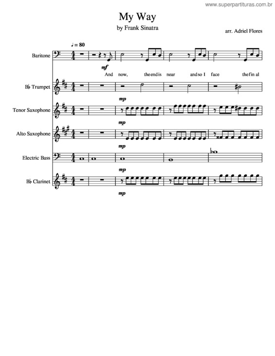 Partitura da música My Way Bwb