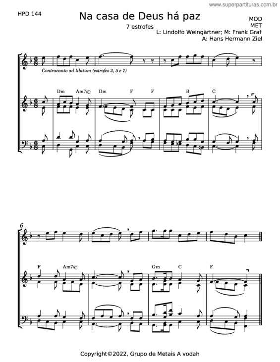 Partitura da música Na Casa De Deus Há Paz v.2