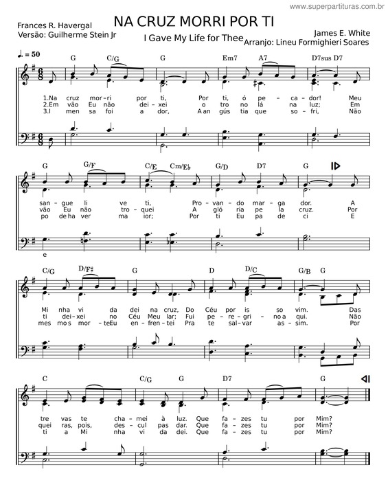 Partitura da música Na Cruz Morri Por Ti v.3