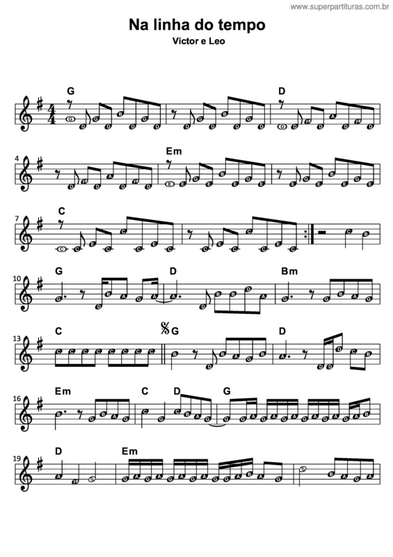 Partitura da música Na Linha do Tempo v.3