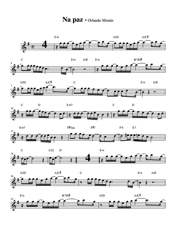 Partitura da música Na Paz v.2