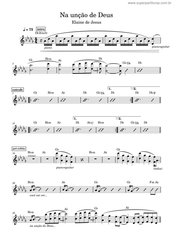 Partitura da música Na Unção De Deus v.2