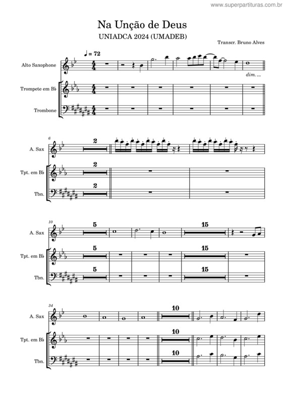 Partitura da música Na Unção De Deus