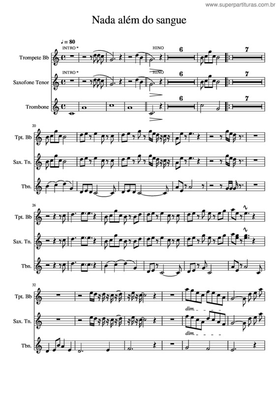 Partitura da música Nada Além Do Sangue v.2