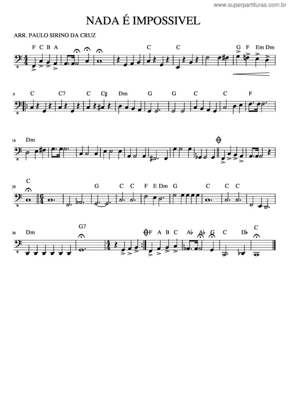 Partitura da música Nada É Impossivel v.2