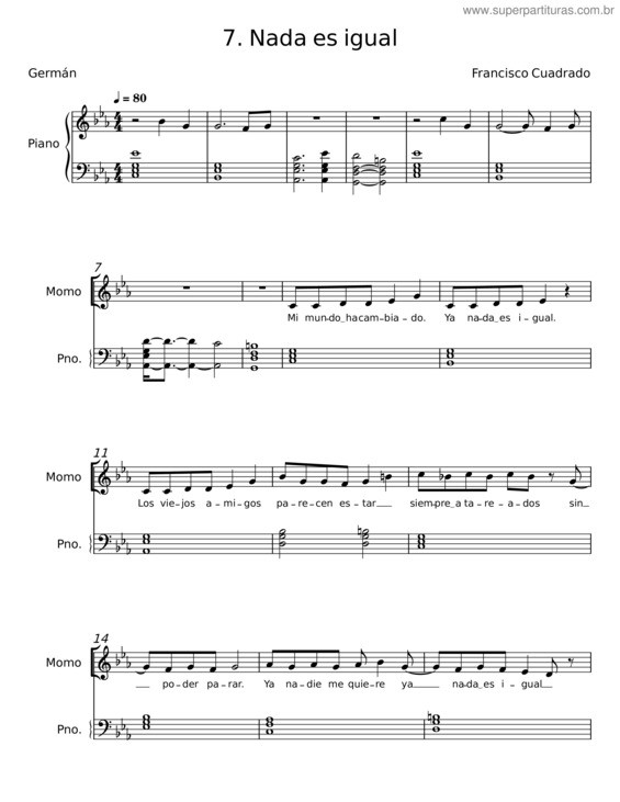 Partitura da música Nada Es Igual