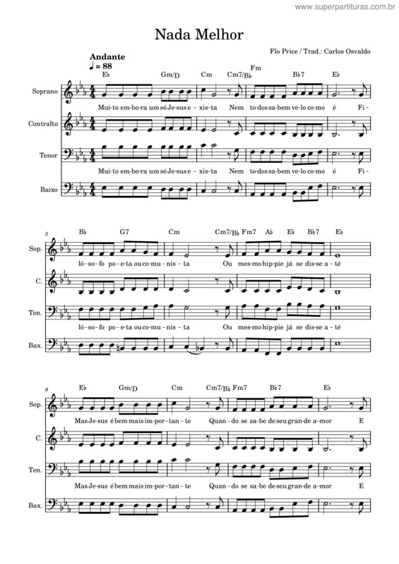 Partitura da música Nada Melhor