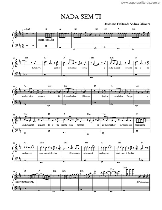 Partitura da música Nada Sem Ti